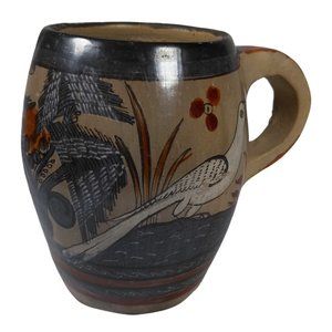 Amado Galvan Signed Tonala Mug Mexico Pottery Burnished Painted DECOR ONLY 5"